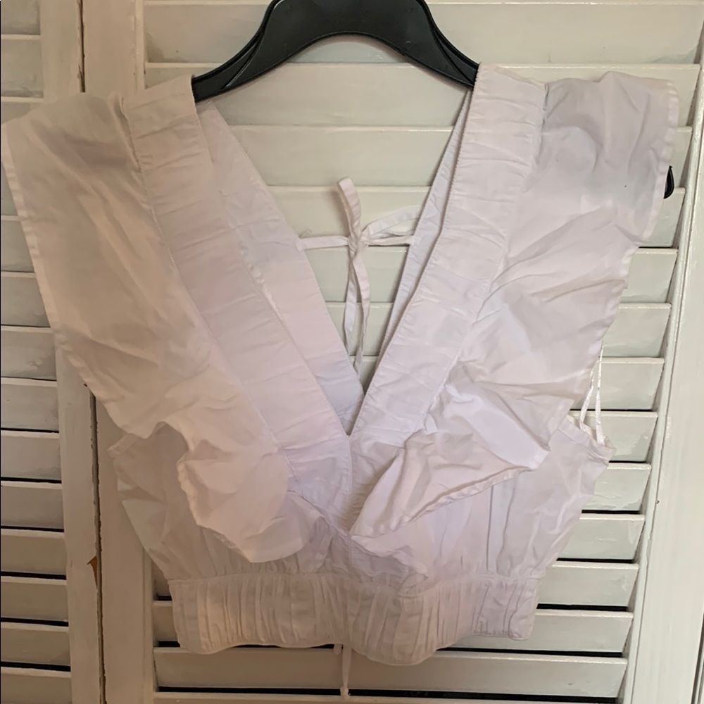 Elegant White Ruffled Women's Top